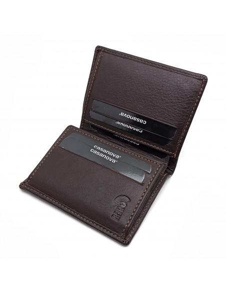 Mini/Cartera tarjetero de piel para hombre COSTURA marron parte interna