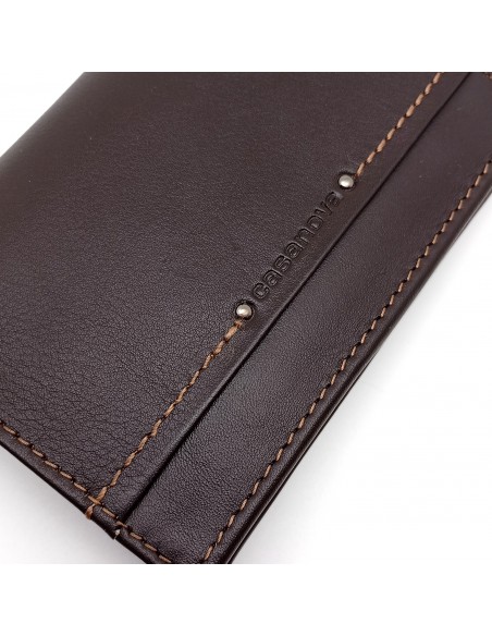 Cartera con monedero exterior piel para hombre COSTURA marrón