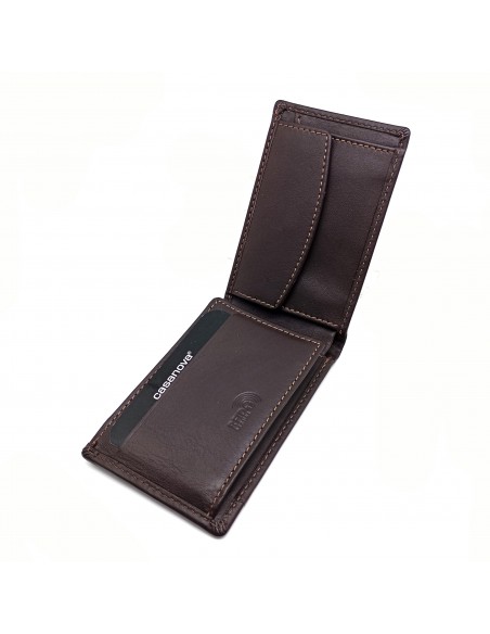 Mini/Cartera americana con monedero piel para hombre COSTURA marrón  parte interna