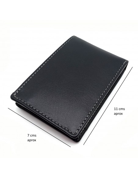 Mini/Cartera americana con monedero piel para hombre COSTURA negro medidas