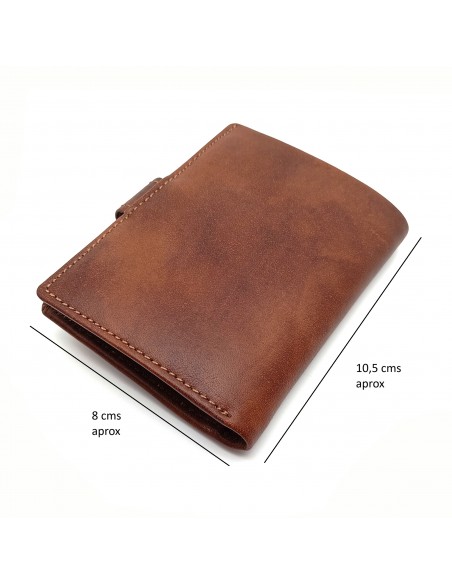 Mini Cartera con monedero piel para hombre VERONA marron medidas