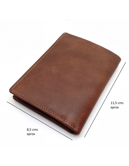 Cartera tarjetero de piel para hombre VERONA marrón medidas