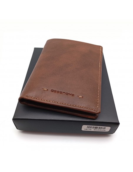 Cartera tarjetero de piel para hombre VERONA marrón  con caja