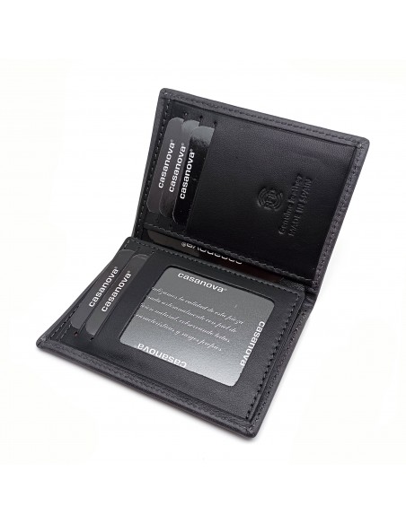 Cartera tarjetero de piel para hombre VERONA negro compartimiento interno