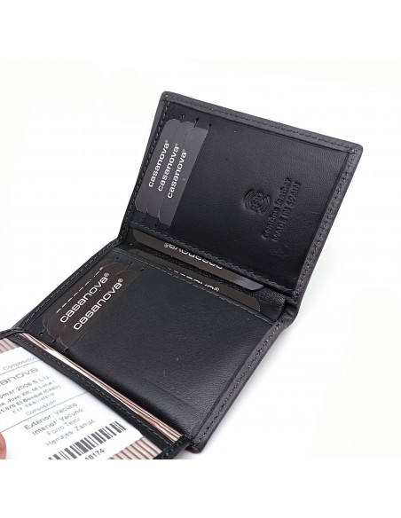 Cartera tarjetero de piel para hombre VERONA negro parte interna