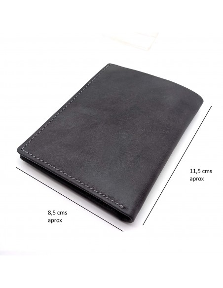 Cartera tarjetero de piel para hombre VERONA negro medidas