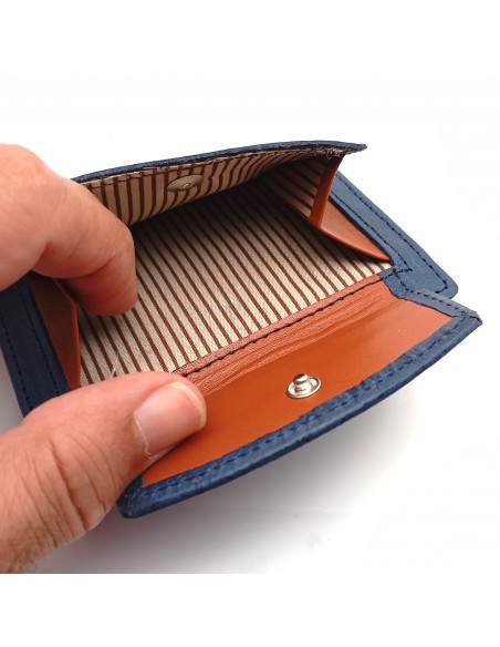 Cartera con monedero exterior piel para hombre TORONTO azul compartimiento para monedas