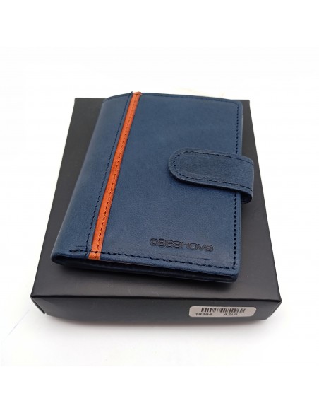 Cartera con monedero exterior piel para hombre TORONTO azul con caja