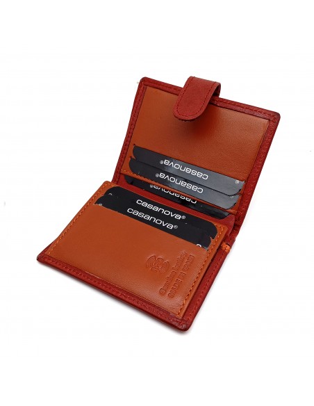 Cartera con monedero exterior piel para hombre TORONTO burdeos parte interna