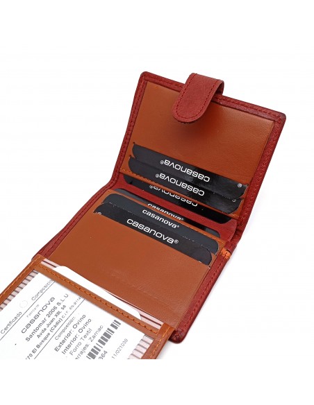 Cartera con monedero exterior piel para hombre TORONTO burdeos compartimiento para tarjetas