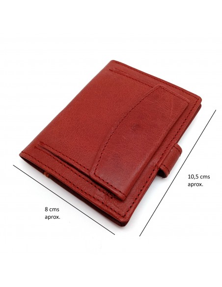 Cartera con monedero exterior piel para hombre TORONTO burdeos medidas