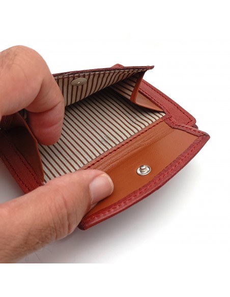 Cartera con monedero exterior piel para hombre TORONTO burdeos compartimiento para monedas