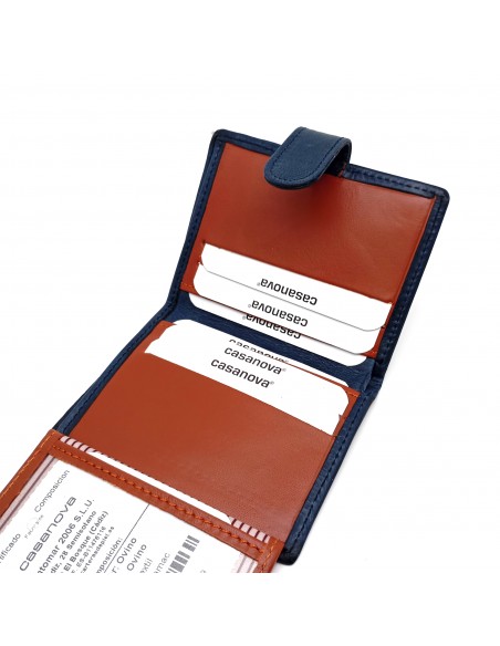 Mini Cartera con monedero exterior piel para hombre CALIFORNIA Azul compartimiento internos