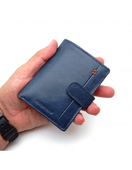 Mini Cartera con monedero exterior piel para hombre CALIFORNIA Azul