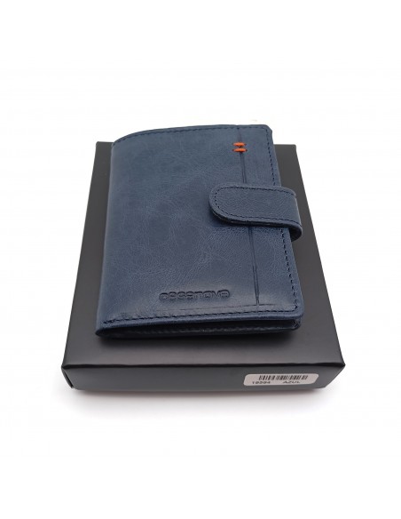 Mini Cartera con monedero exterior piel para hombre CALIFORNIA Azul con caja