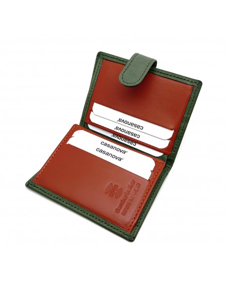 Mini Cartera con monedero exterior piel para hombre CALIFORNIA verde compartimiento para tarjetas