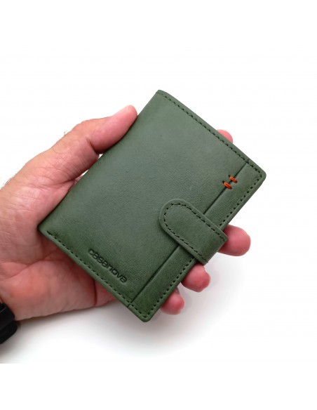 Mini Cartera con monedero exterior piel para hombre CALIFORNIA verde