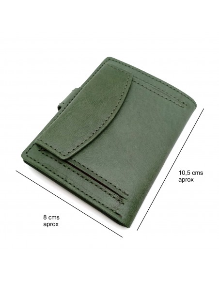 Mini Cartera con monedero exterior piel para hombre CALIFORNIA verde medidas