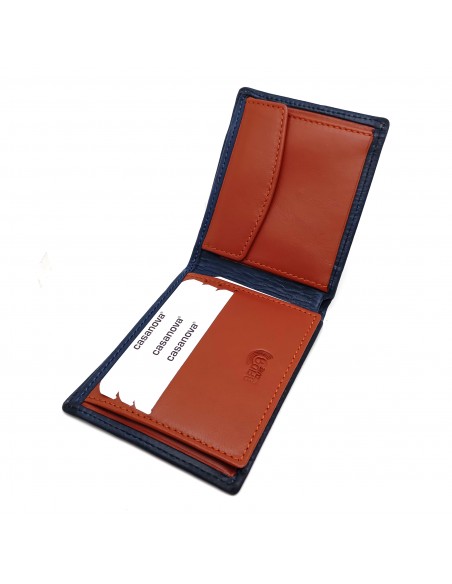 Cartera americana con monedero de piel para hombre CALIFORNIA azul parte interna.