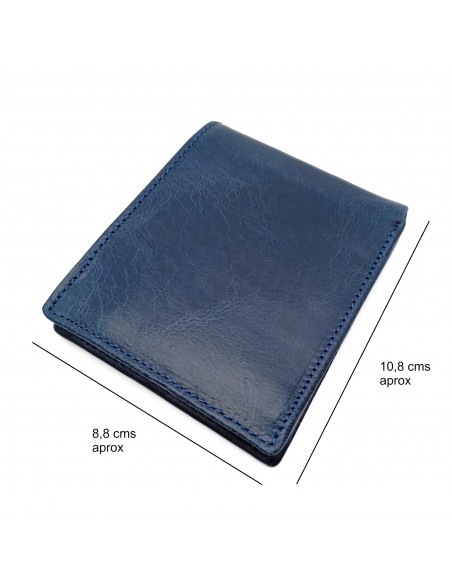 Cartera americana con monedero de piel para hombre CALIFORNIA azul medidas