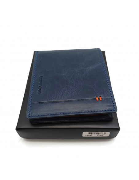 Cartera americana con monedero de piel para hombre CALIFORNIA azul con caja