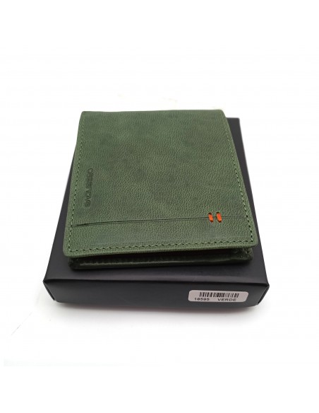 Cartera americana con monedero de piel para hombre CALIFORNIA verde con caja