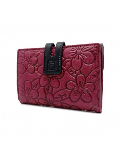 Monedero Billetera en Piel Para Mujer Tamaño Mediano, HORTENSIA mora