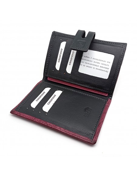 Monedero Billetera en Piel Para Mujer Tamaño Mediano, HORTENSIA mora parte interna