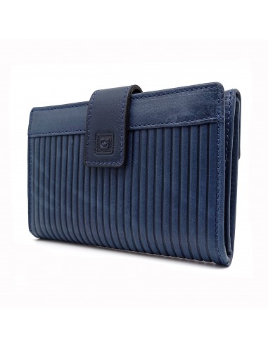 Monedero Billetera en Piel Para Mujer Tamaño Mediano, PANA azul
