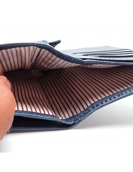 Monedero Billetera en Piel Para Mujer Tamaño Mediano, PANA azul compartimiento para billetes