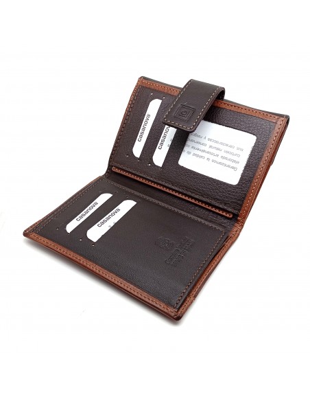 Monedero Billetera en Piel Para Mujer Tamaño Mediano, PANA marrón parte interna