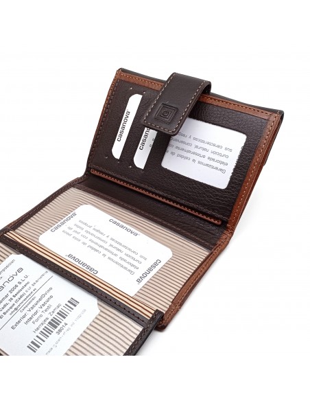 Monedero Billetera en Piel Para Mujer Tamaño Mediano, PANA marrón compartimientos para tarjetas