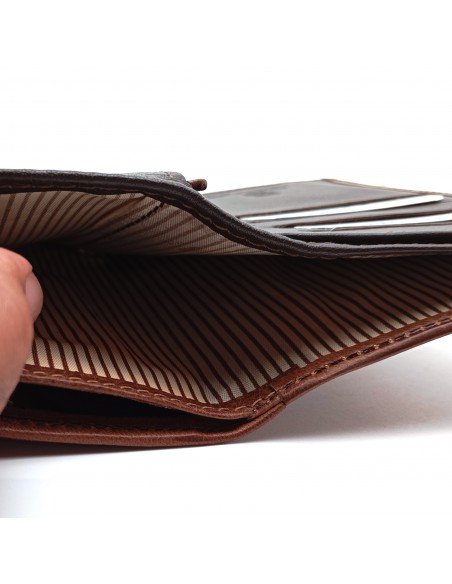 Monedero Billetera en Piel Para Mujer Tamaño Mediano, PANA marrón compartimiento para billetes