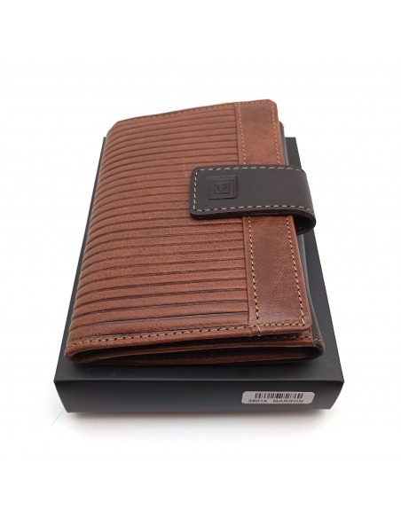 Monedero Billetera en Piel Para Mujer Tamaño Mediano, PANA marrón caja