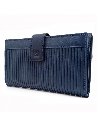 Monedero Billetero de Piel para Mujer Tamaño Grande, PANA azul
