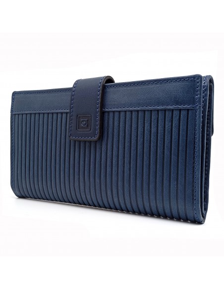 Monedero Billetero de Piel para Mujer Tamaño Grande, PANA azul