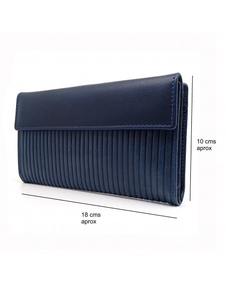 Monedero Billetero de Piel para Mujer Tamaño Grande, PANA azul medidas