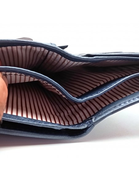 Monedero Billetero de Piel para Mujer Tamaño Grande, PANA azul compartimiento para billetes