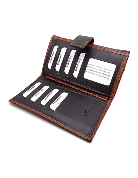 Monedero Billetero de Piel para Mujer Tamaño Grande, PANA marrón parte interna