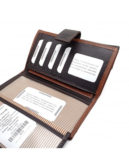 Monedero Billetero de Piel para Mujer Tamaño Grande, PANA marrón compartimientos para tarjetas