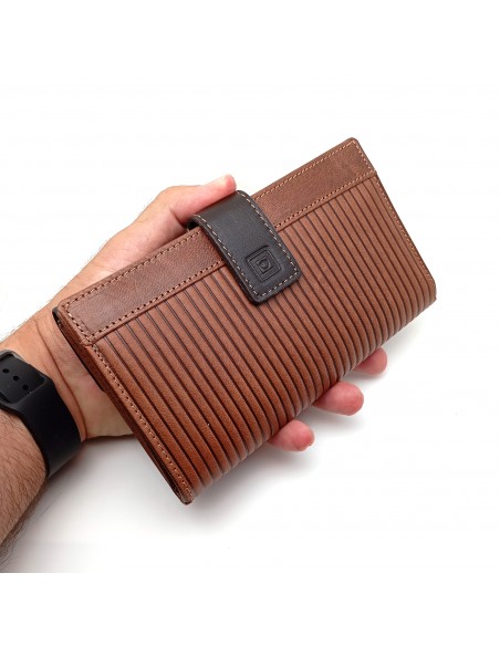 Monedero Billetero de Piel para Mujer Tamaño Grande, PANA marrón diseño