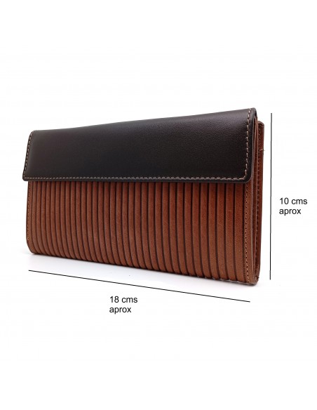 Monedero Billetero de Piel para Mujer Tamaño Grande, PANA marrón medidas