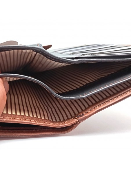 Monedero Billetero de Piel para Mujer Tamaño Grande, PANA marrón compartimiento para billetes