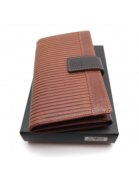 Monedero Billetero de Piel para Mujer Tamaño Grande, PANA marrón caja