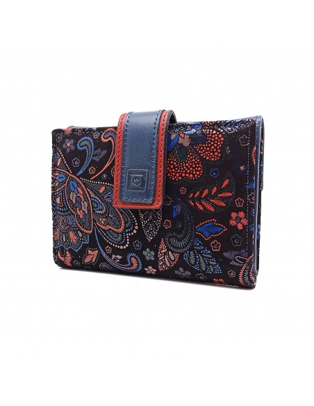 Monedero Billetero de Piel para Mujer Pequeño, GUILLERMINA azul