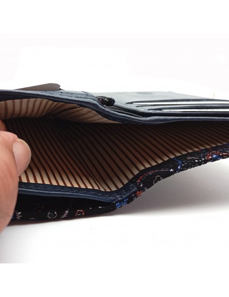 Monedero Billetero de Piel para Mujer Pequeño, GUILLERMINA azul compartimiento para billetes