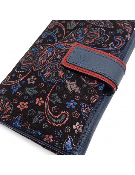 Monedero Billetero de Piel para Mujer Pequeño, GUILLERMINA azul diseño