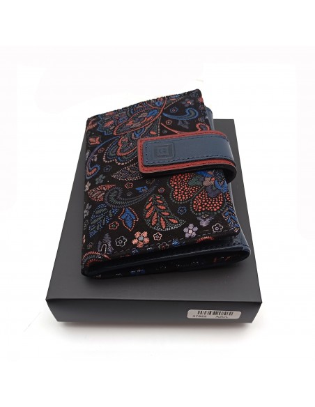 Monedero Billetero de Piel para Mujer Pequeño, GUILLERMINA azul con caja