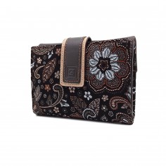 Monedero Billetero de Piel para Mujer Pequeño, GUILLERMINA marrón