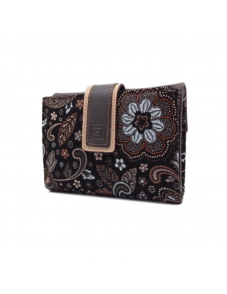 Monedero Billetero de Piel para Mujer Pequeño, GUILLERMINA marrón